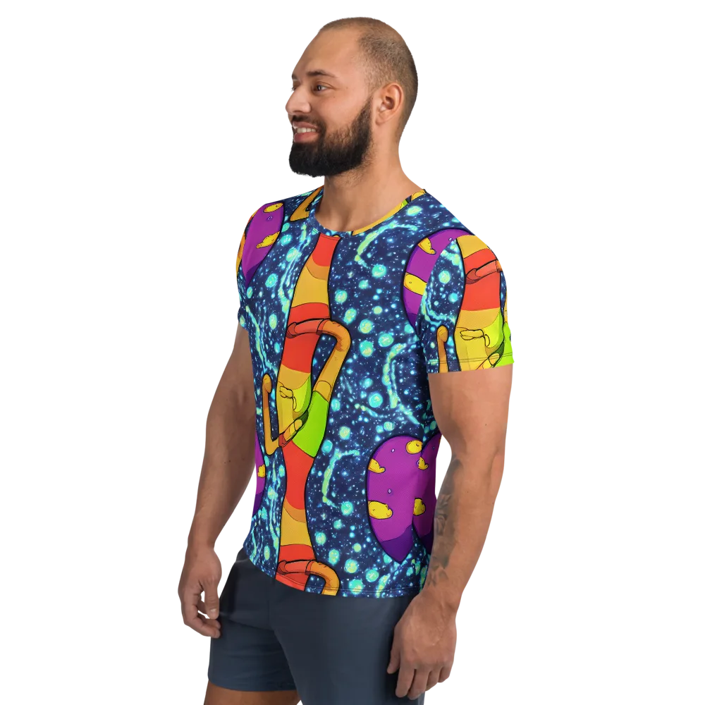 Cosmic Siblings on Men's Athletic T-Shirt — Left