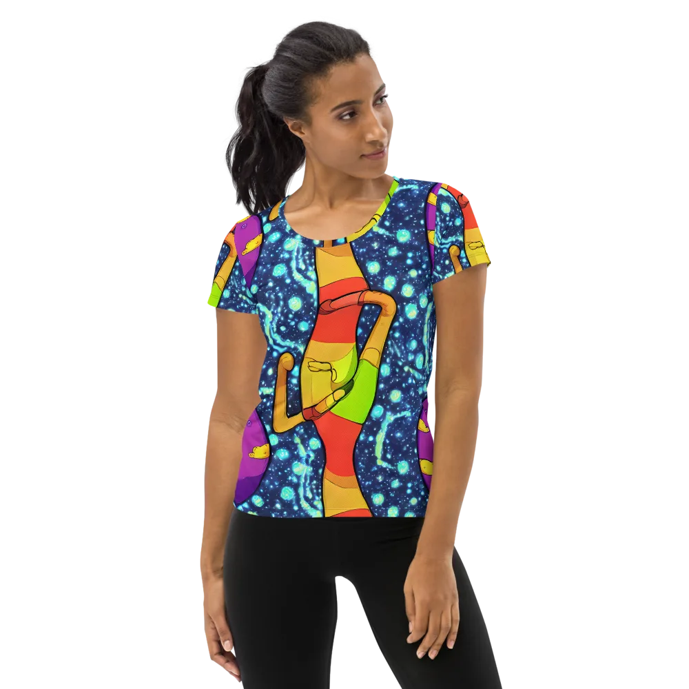 Cosmic Siblings on Women's Athletic T-Shirt — Front