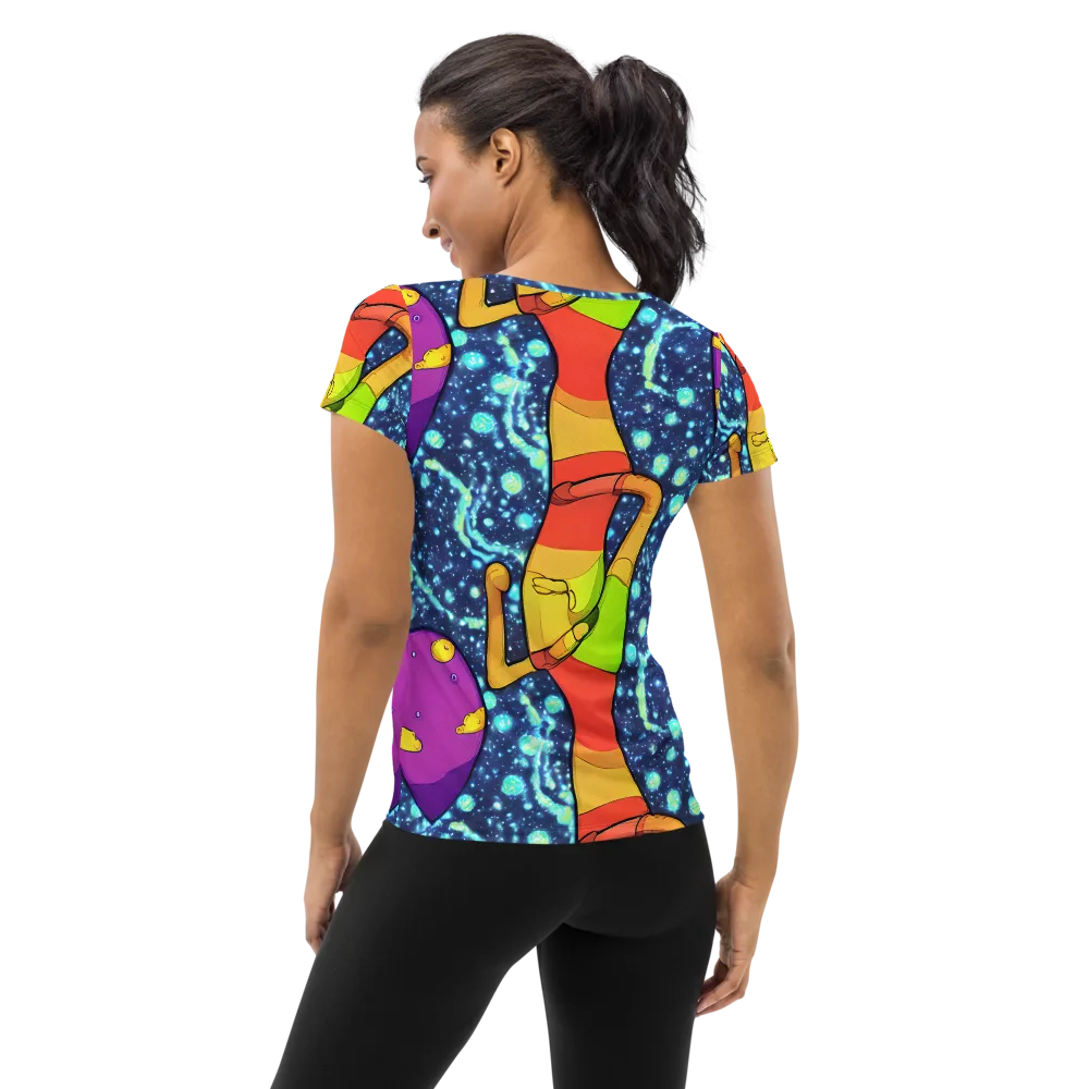 Cosmic Siblings on Women's Athletic T-Shirt — Back