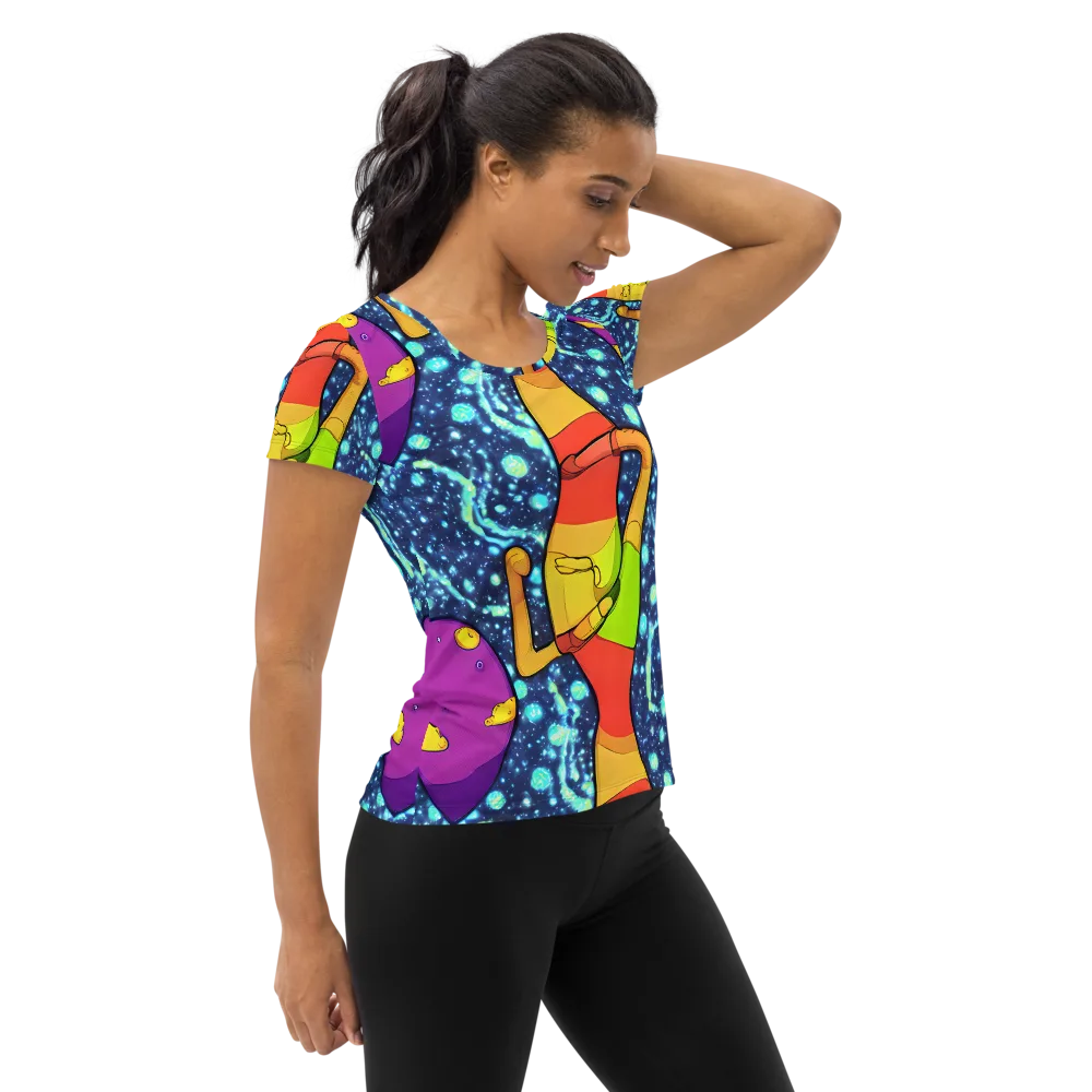 Cosmic Siblings on Women's Athletic T-Shirt — Right
