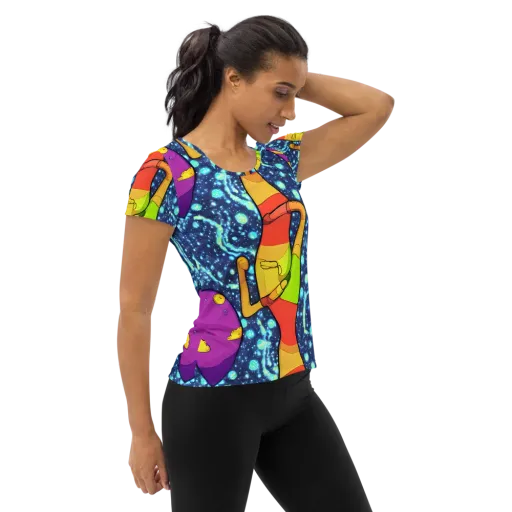 Cosmic Siblings on a Women's Athletic T-Shirt