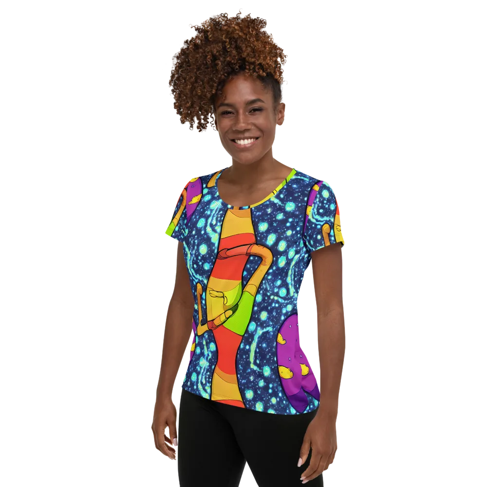 Cosmic Siblings on Women's Athletic T-Shirt — Left