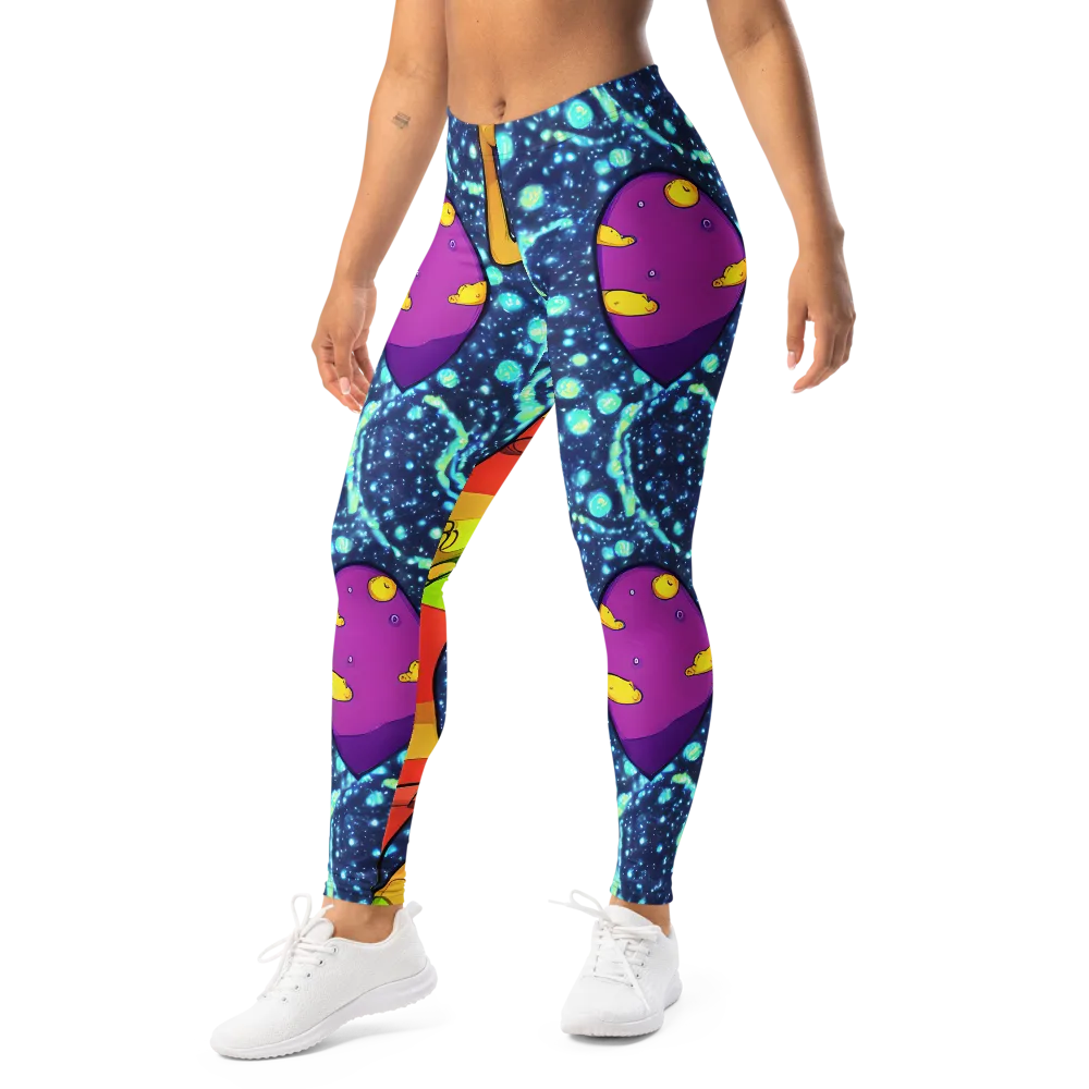 Cosmic Siblings on Leggings — Left Front