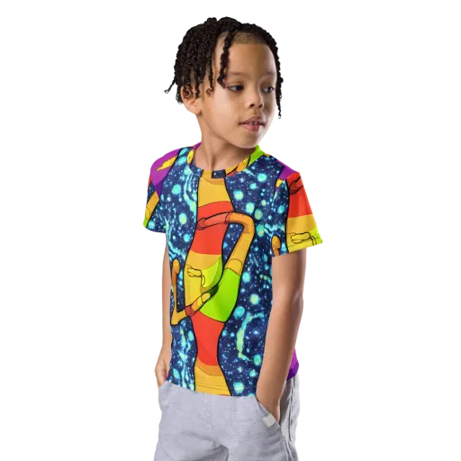 Cosmic Siblings on a Kids Crew Neck T-Shirt