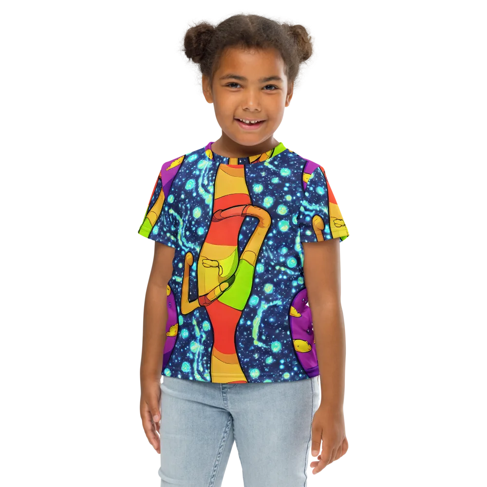 Cosmic Siblings on Kids Crew Neck T-Shirt — Front