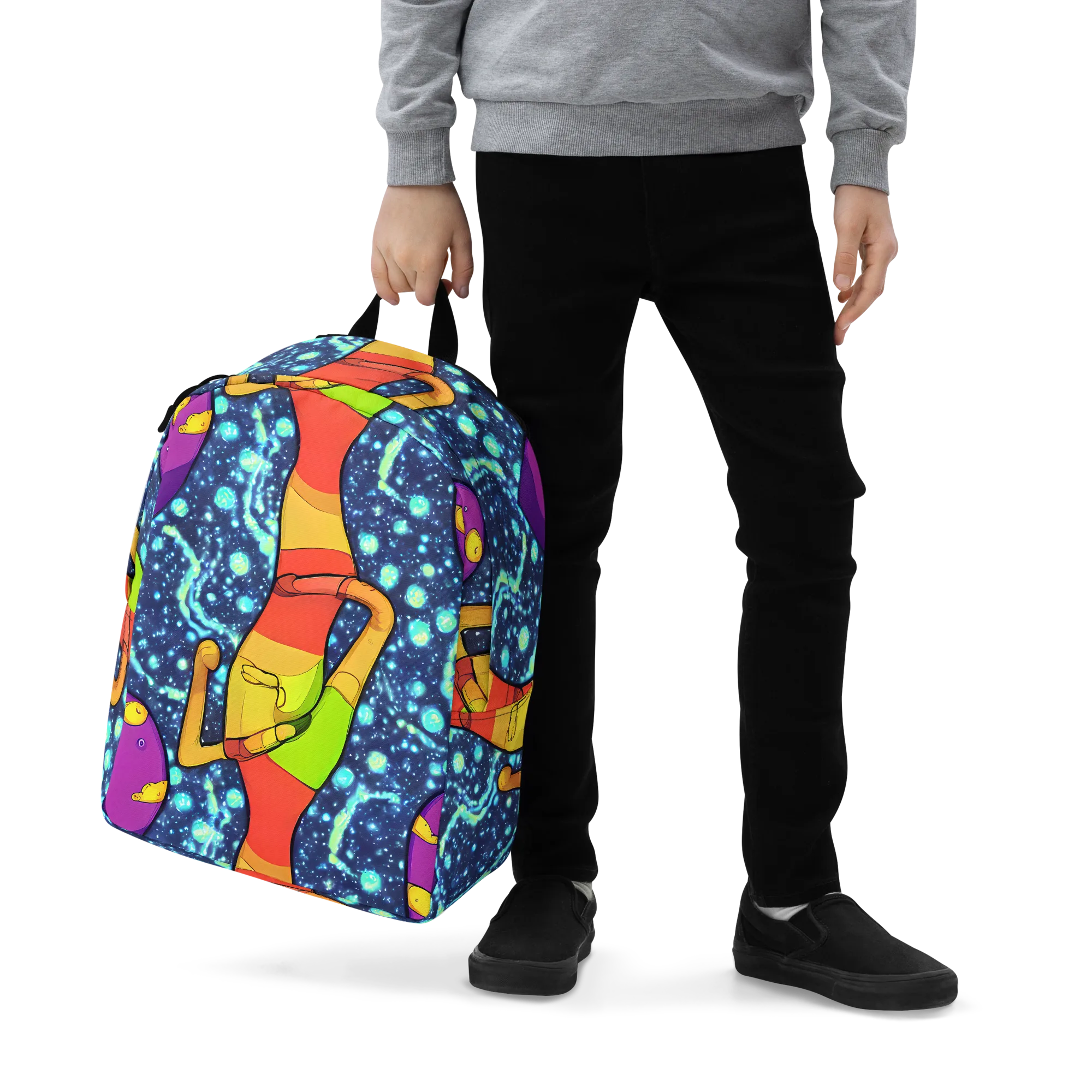 Cosmic Siblings on Minimalist Backpack — Zoomed-in