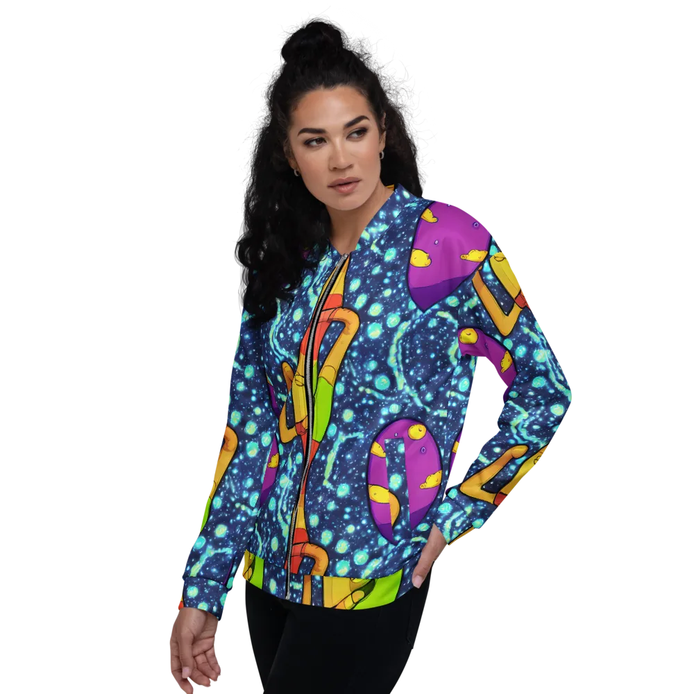 Cosmic Siblings on Bomber Jacket — Left