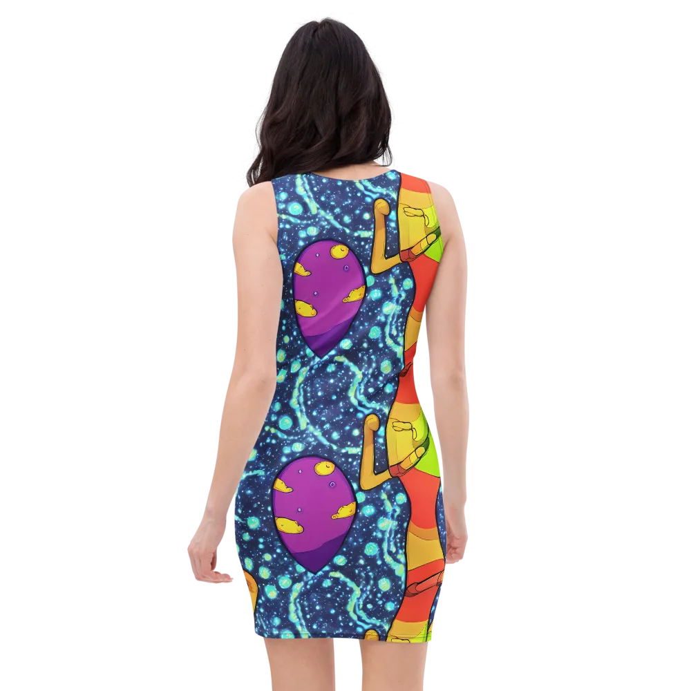 Cosmic Siblings on Bodycon Dress — Back