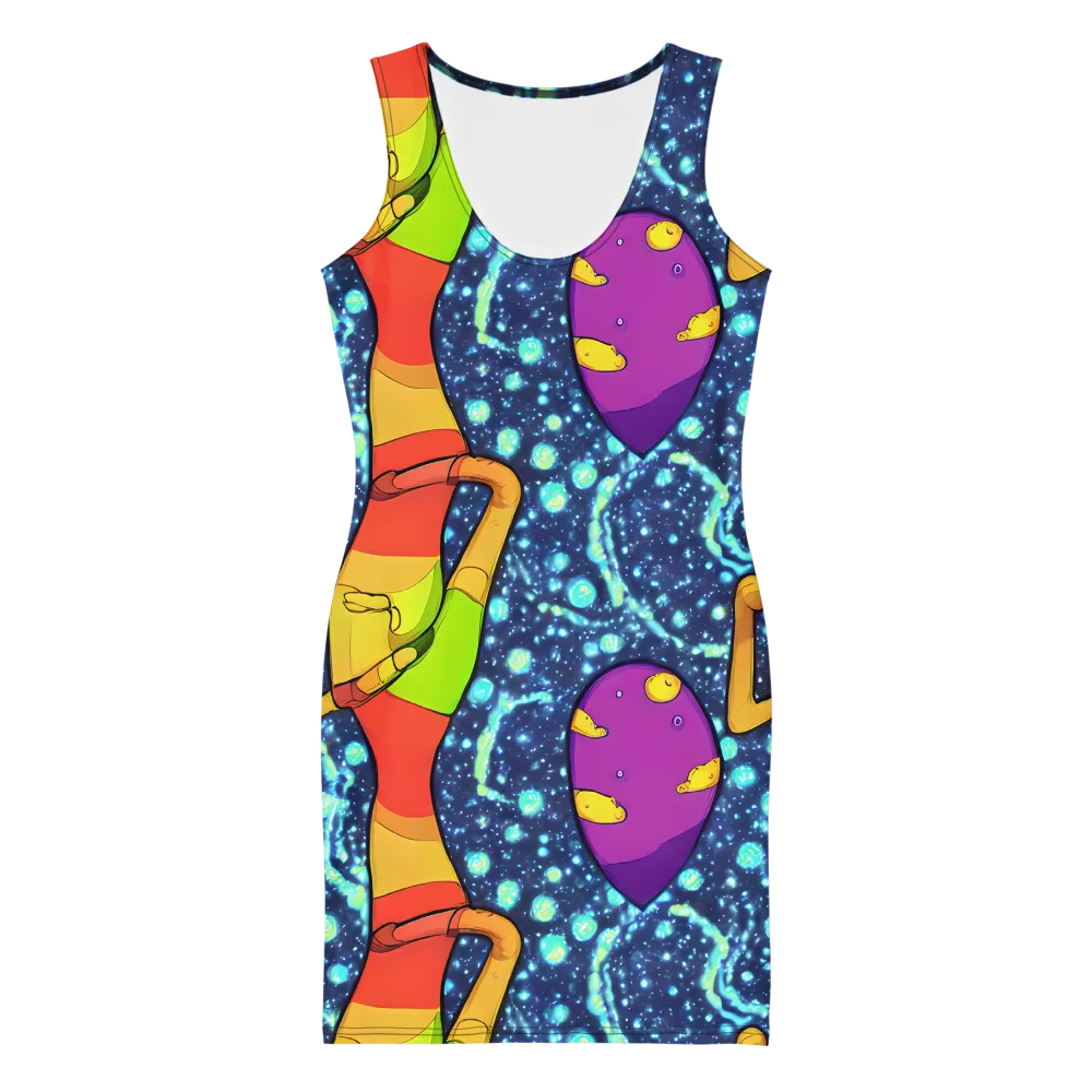 Cosmic Siblings on Bodycon Dress — Front