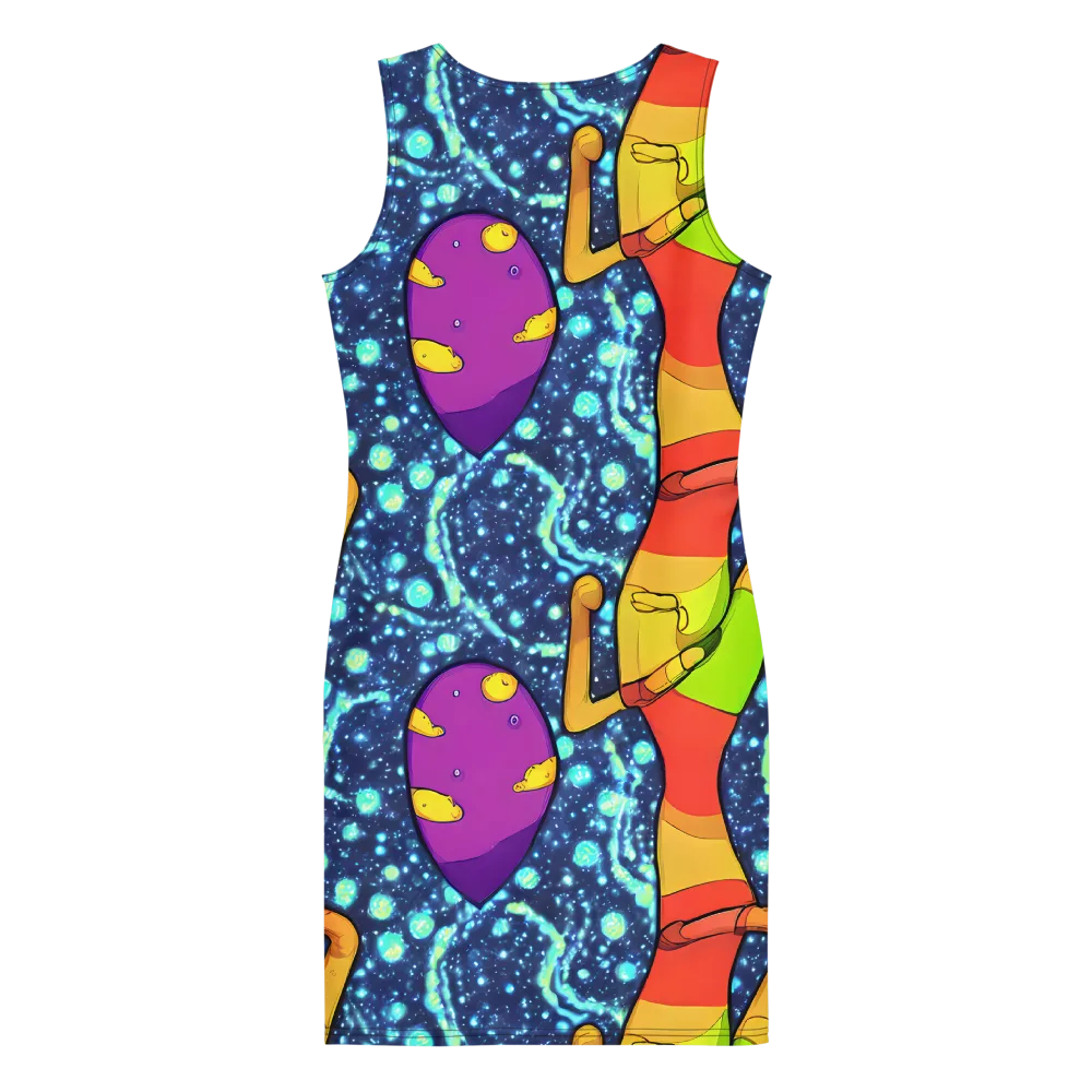 Cosmic Siblings on Bodycon Dress — Back