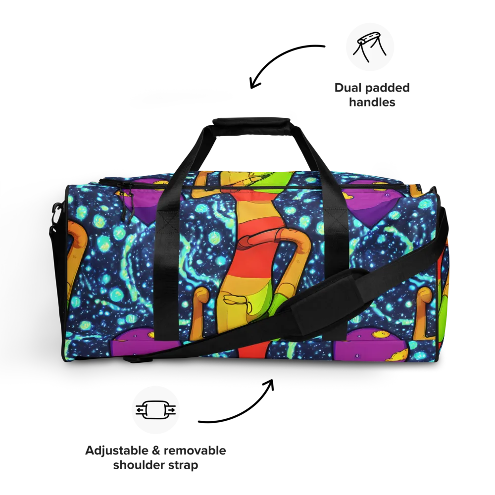 Cosmic Siblings on Duffle Bag — Front