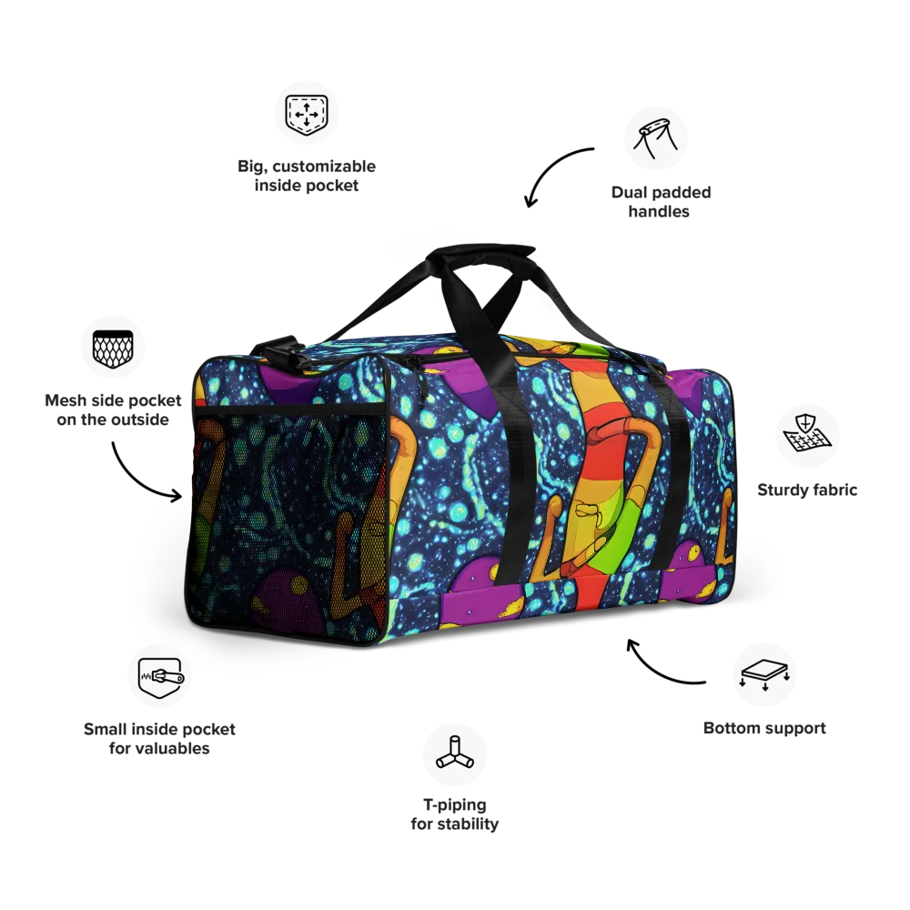 Cosmic Siblings on Duffle Bag — Right Front