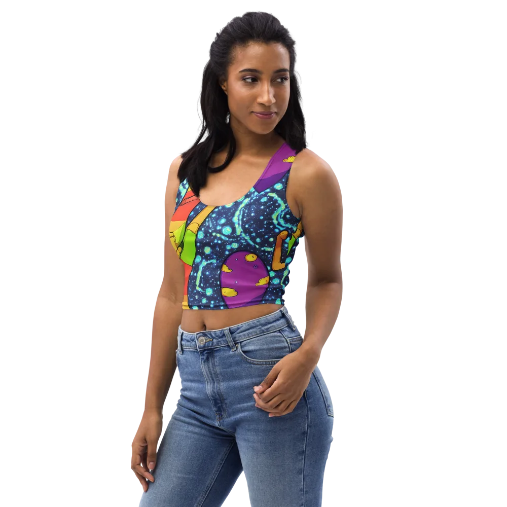 Cosmic Siblings on Crop Top — Left Front