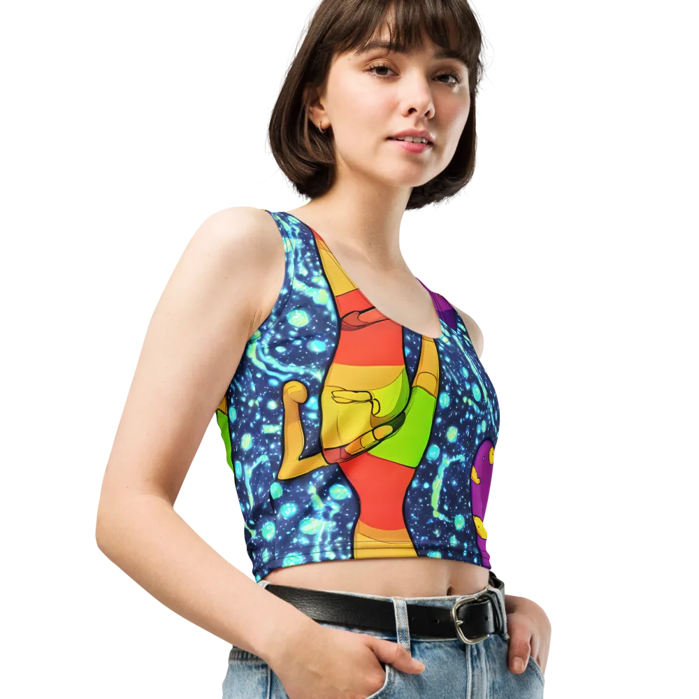 Cosmic Siblings on Crop Top — Right Front