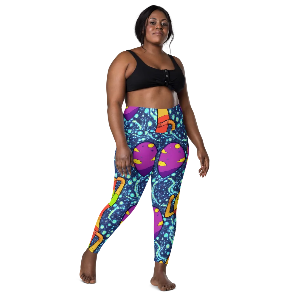 Cosmic Siblings on Leggings with Pockets — Front