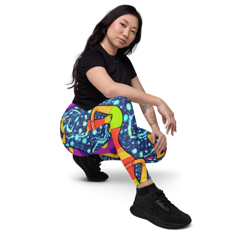 Cosmic Siblings on Leggings with Pockets — Right Front