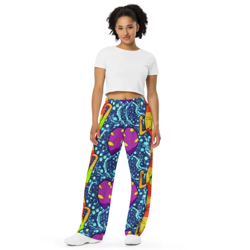 Cosmic Siblings on a Wide-Leg Pants