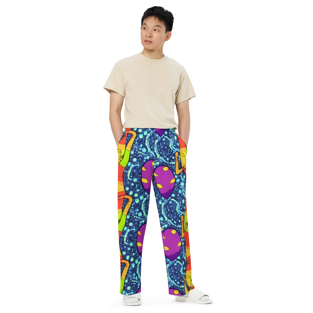 Cosmic Siblings on Wide-Leg Pants — Front