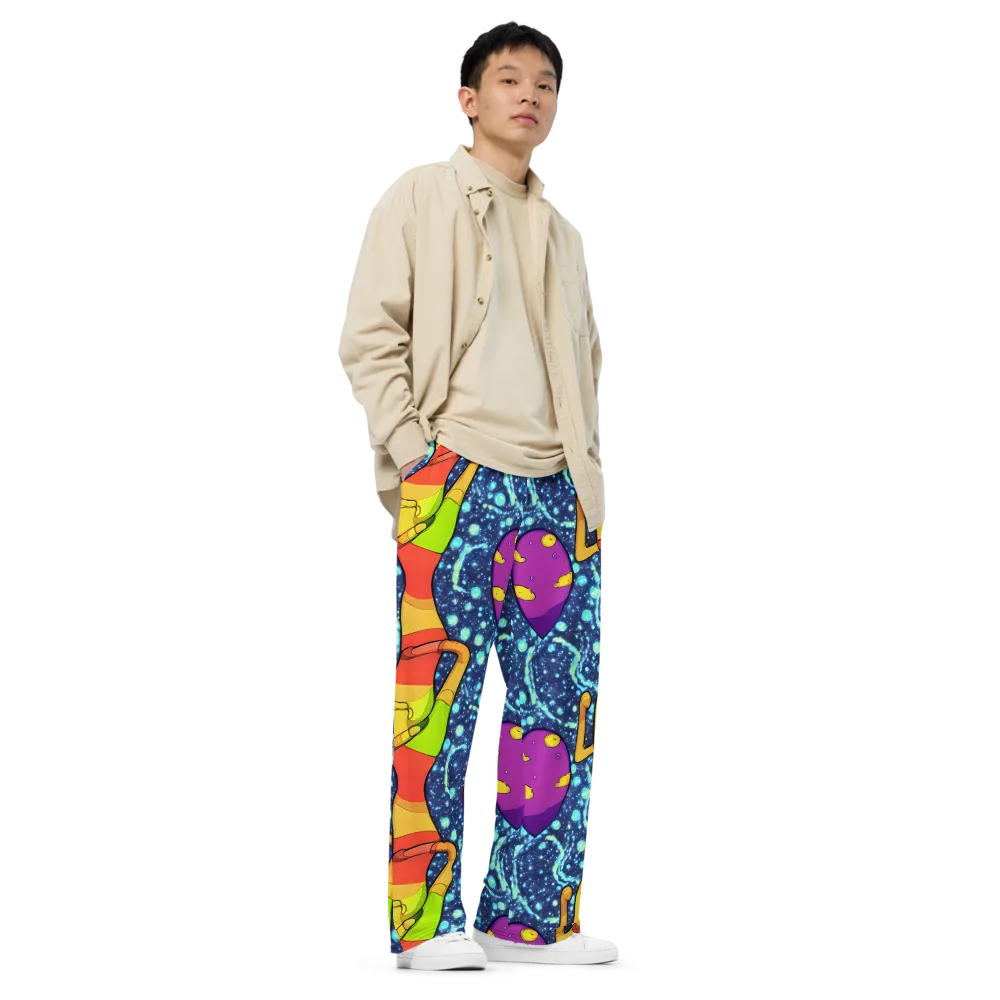Cosmic Siblings on Wide-Leg Pants — Right Front