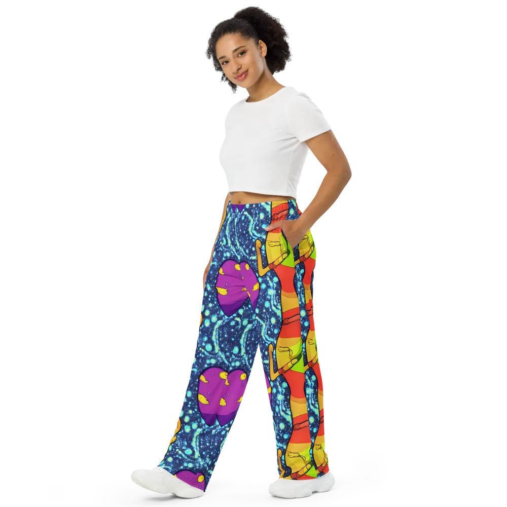Cosmic Siblings on Wide-Leg Pants — Left Front