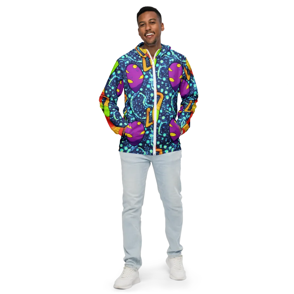 Cosmic Siblings on Men's Windbreaker — Front
