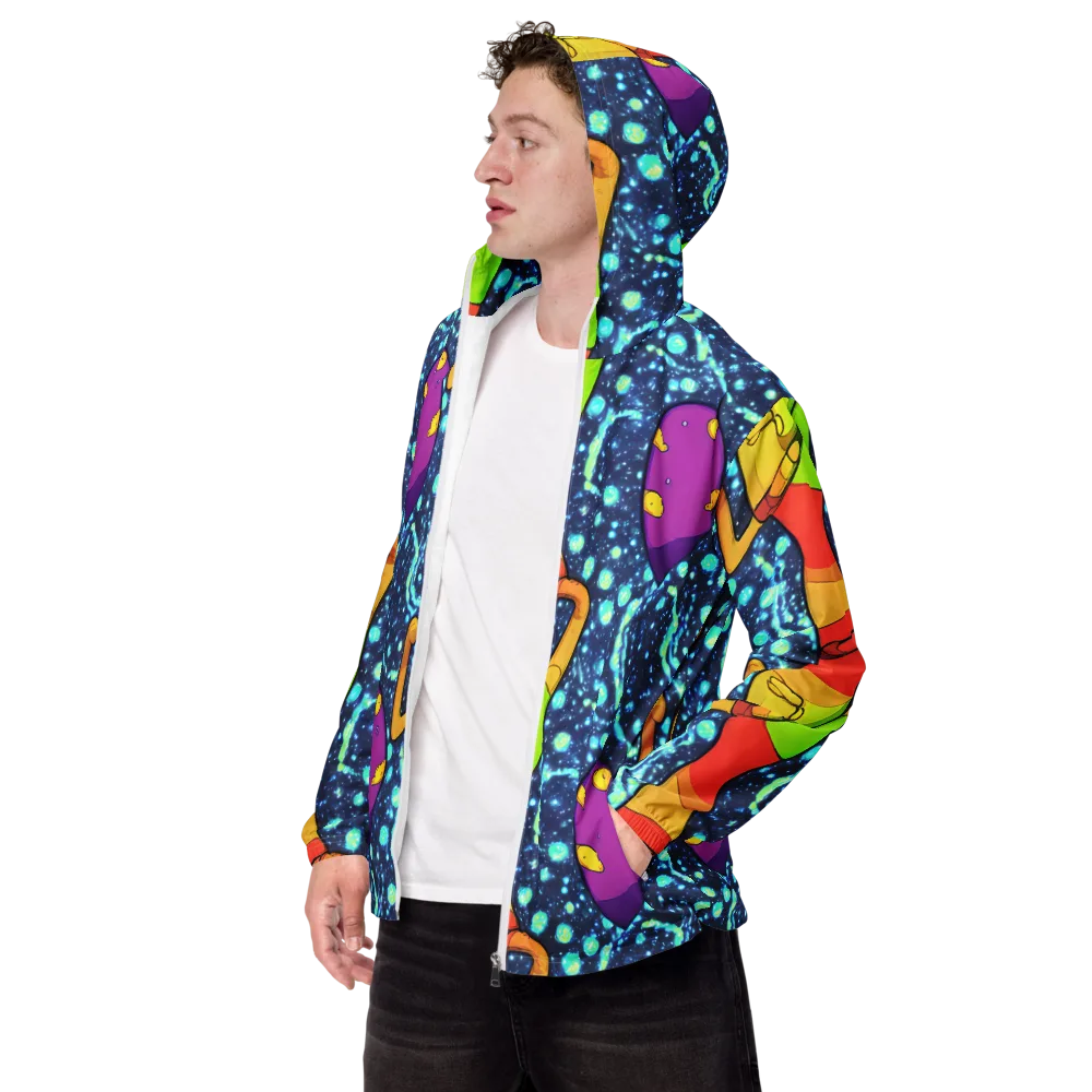 Cosmic Siblings on Men's Windbreaker — Left Front