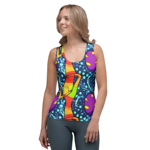 Cosmic Siblings on a Women's Tank Top