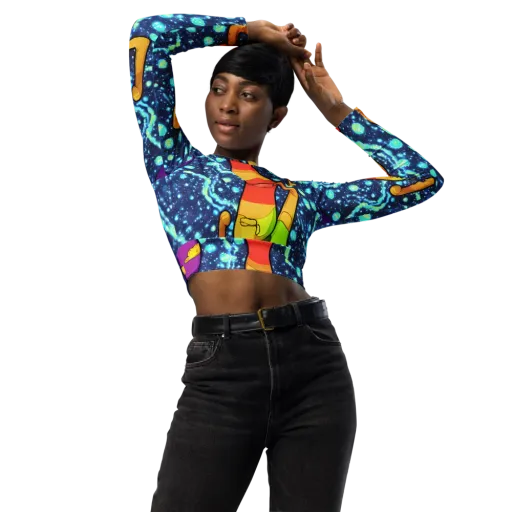 Cosmic Siblings on a Long Sleeve Crop Top
