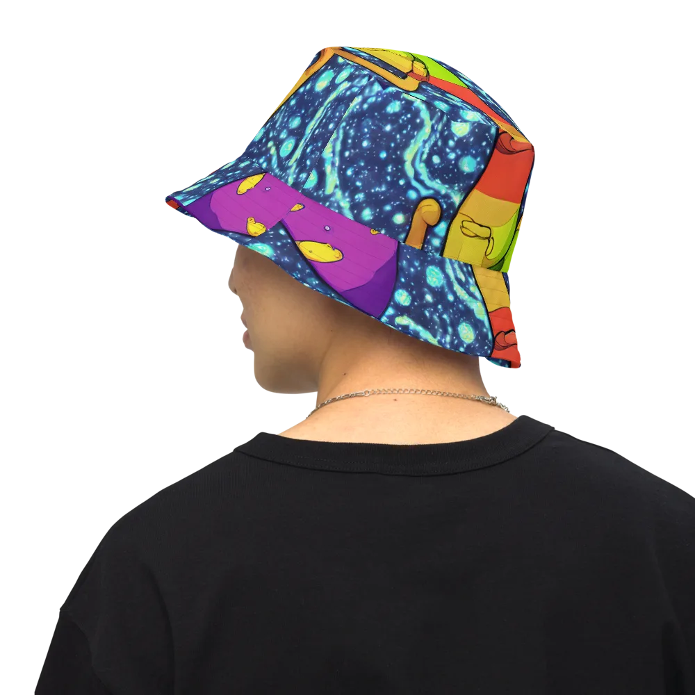 Cosmic Siblings on Reversible Bucket Hat — Back Inside