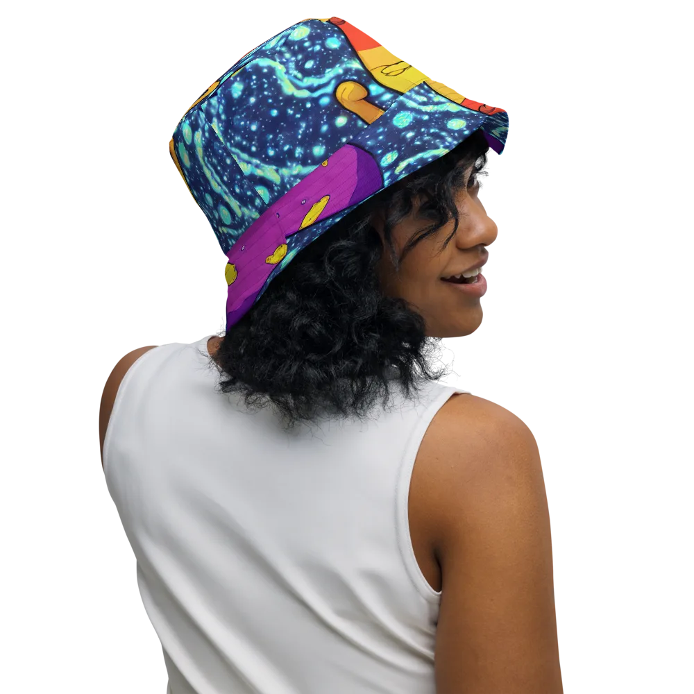 Cosmic Siblings on Reversible Bucket Hat — Right Outside