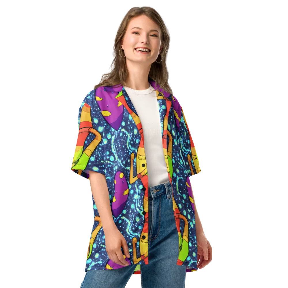 Cosmic Siblings on Button Shirt — Front