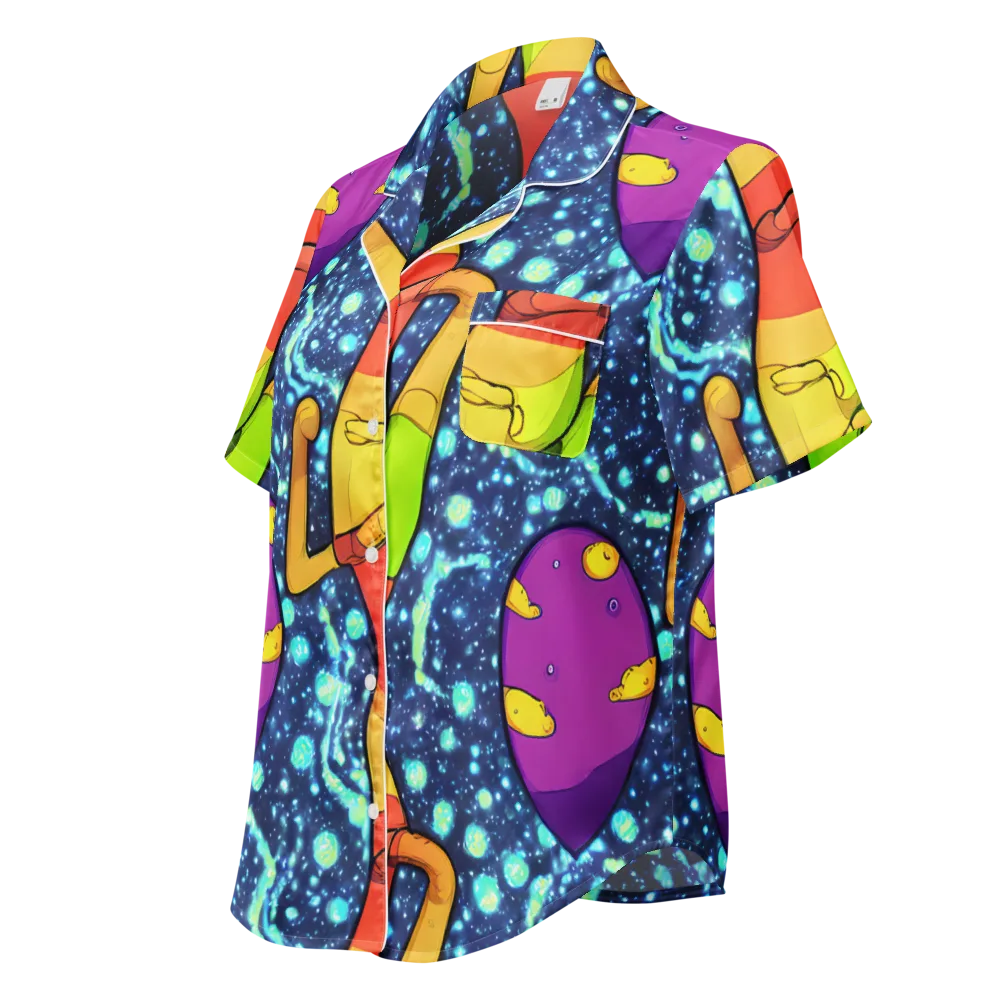 Cosmic Siblings on Women's Short Sleeve Pajama Top — Left Front