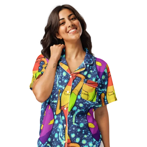 Cosmic Siblings on a Women's Short Sleeve Pajama Top