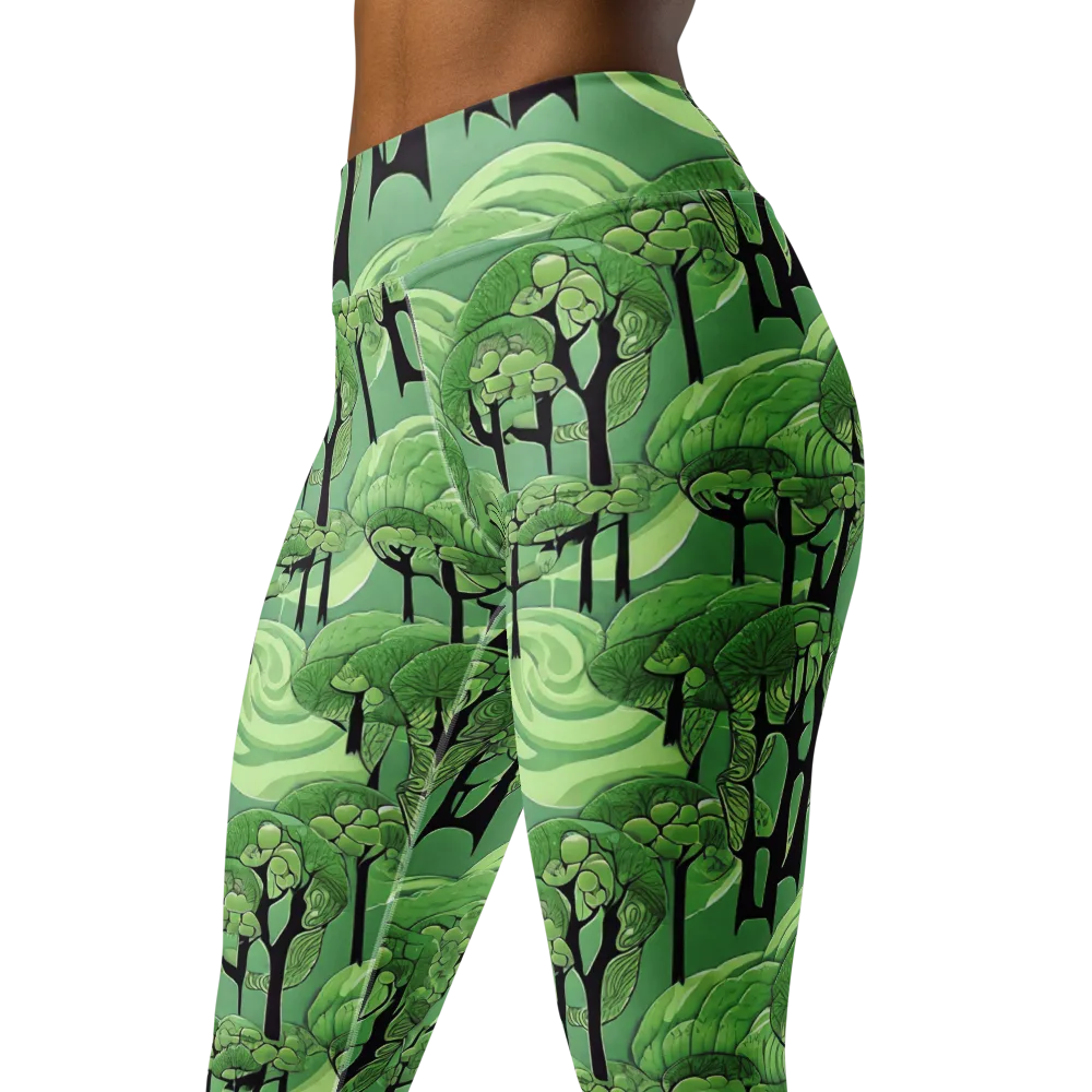 Mosswood Echo on Yoga Leggings — Left Front