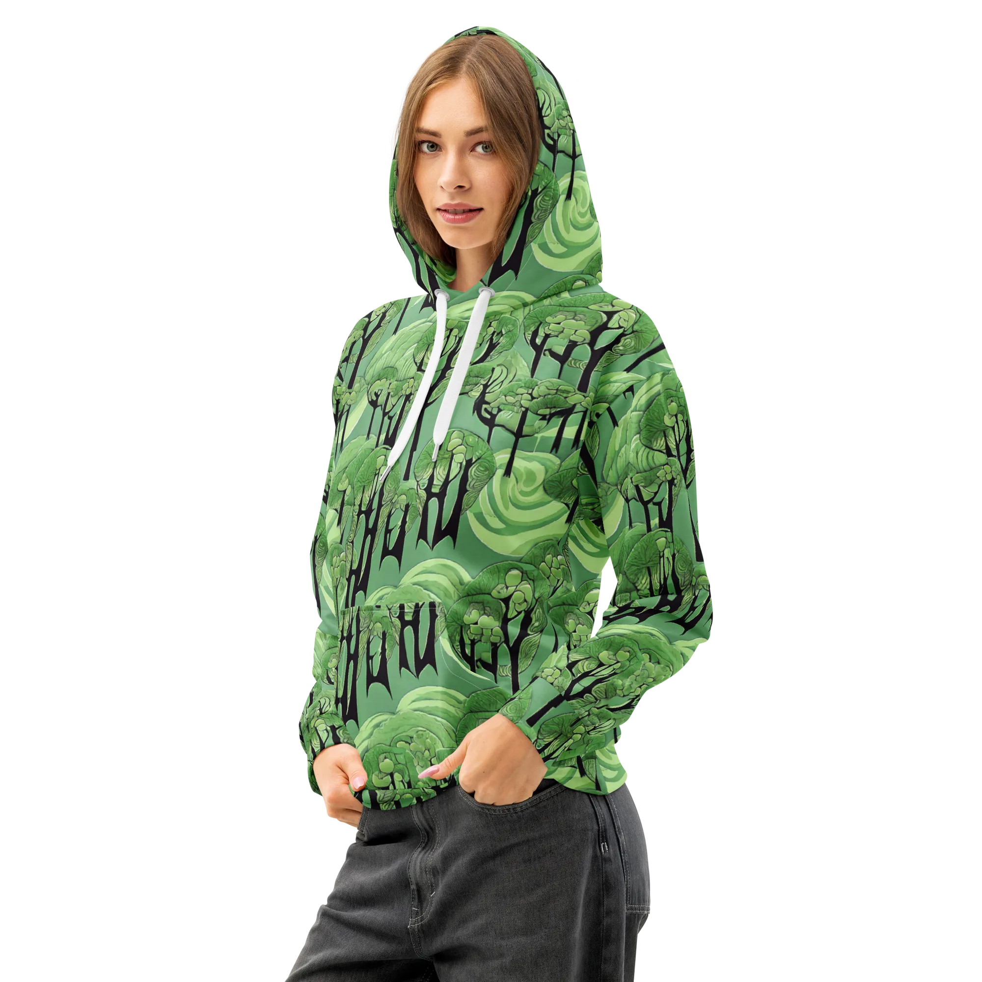 Mosswood Echo on Cotton Hoodie — Left Front