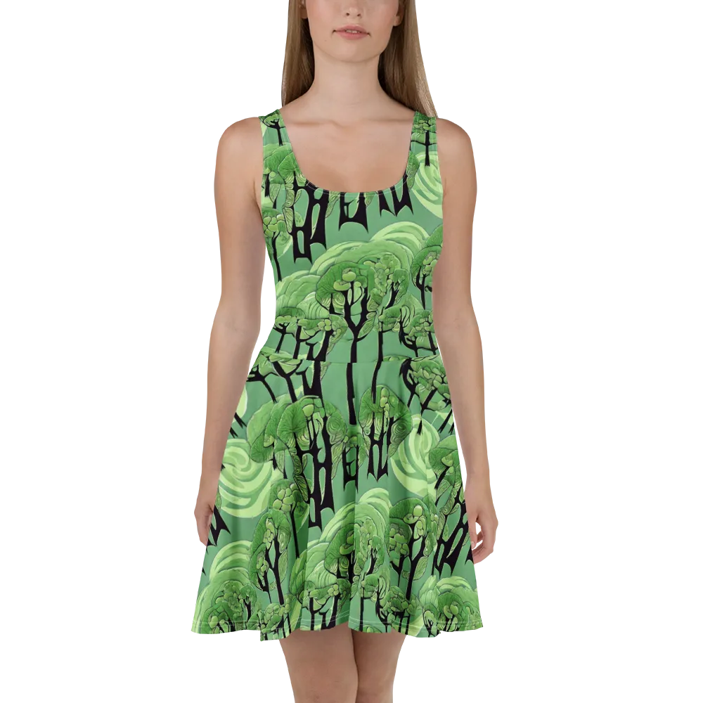 Mosswood Echo on Skater Dress — Front