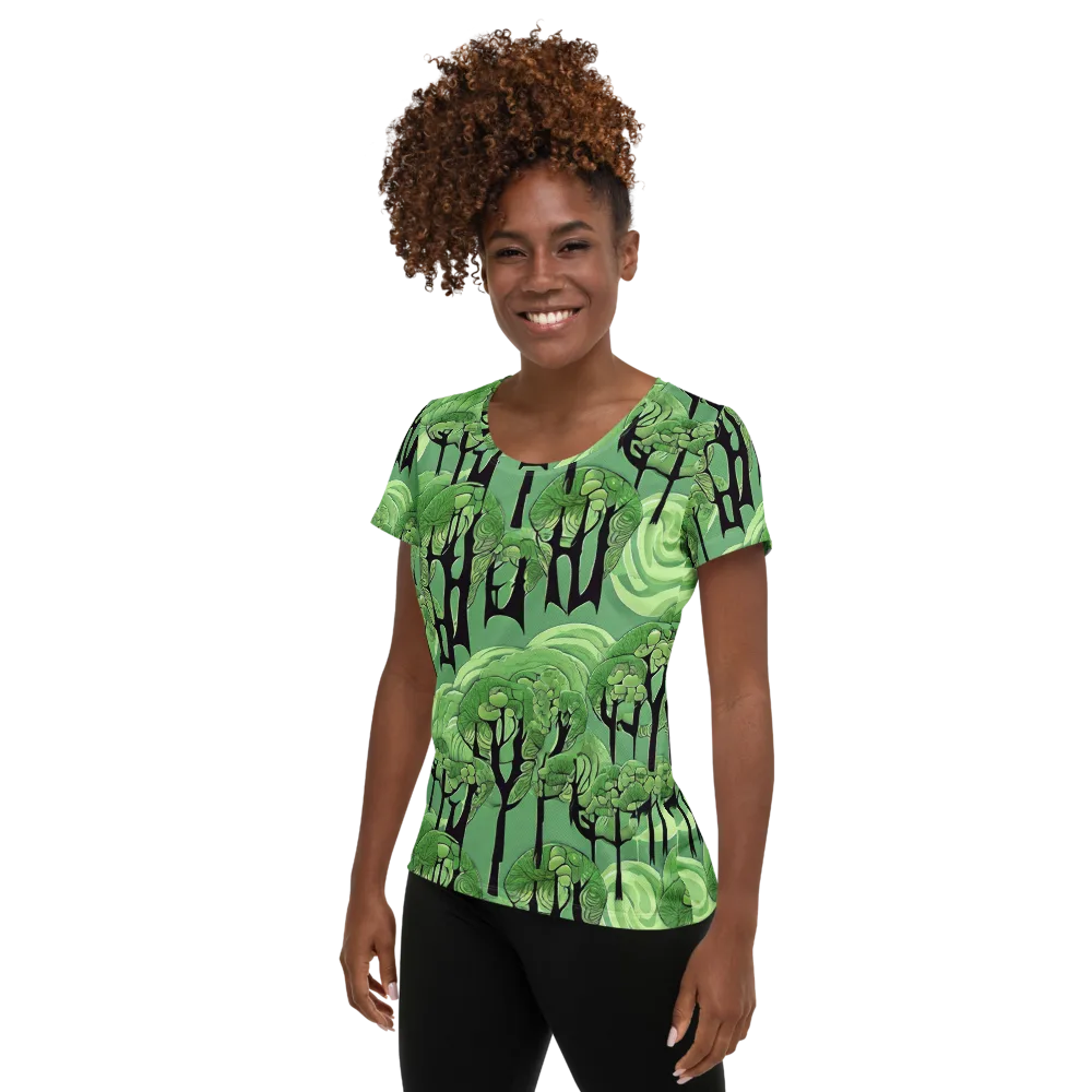 Mosswood Echo on Women's Athletic T-Shirt — Left