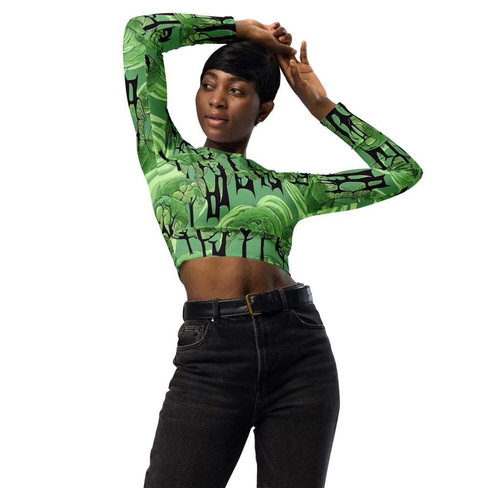 Mosswood Echo on Long Sleeve Crop Top — Front