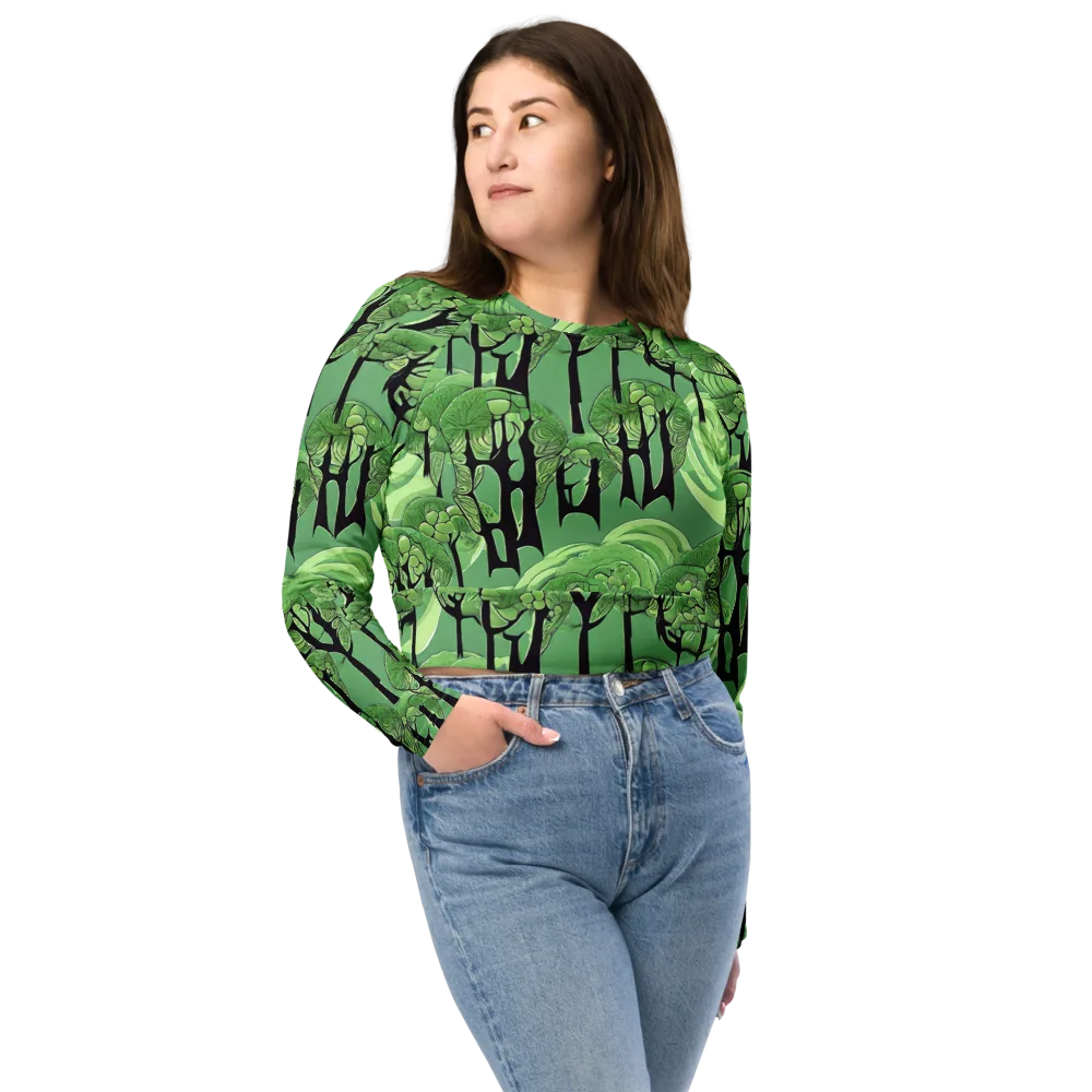 Mosswood Echo on Long Sleeve Crop Top — Front