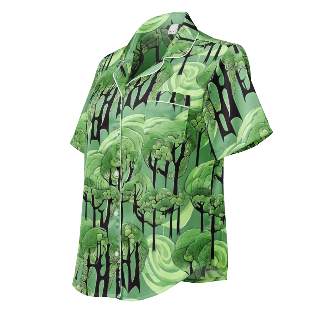Mosswood Echo on Women's Short Sleeve Pajama Top — Left Front