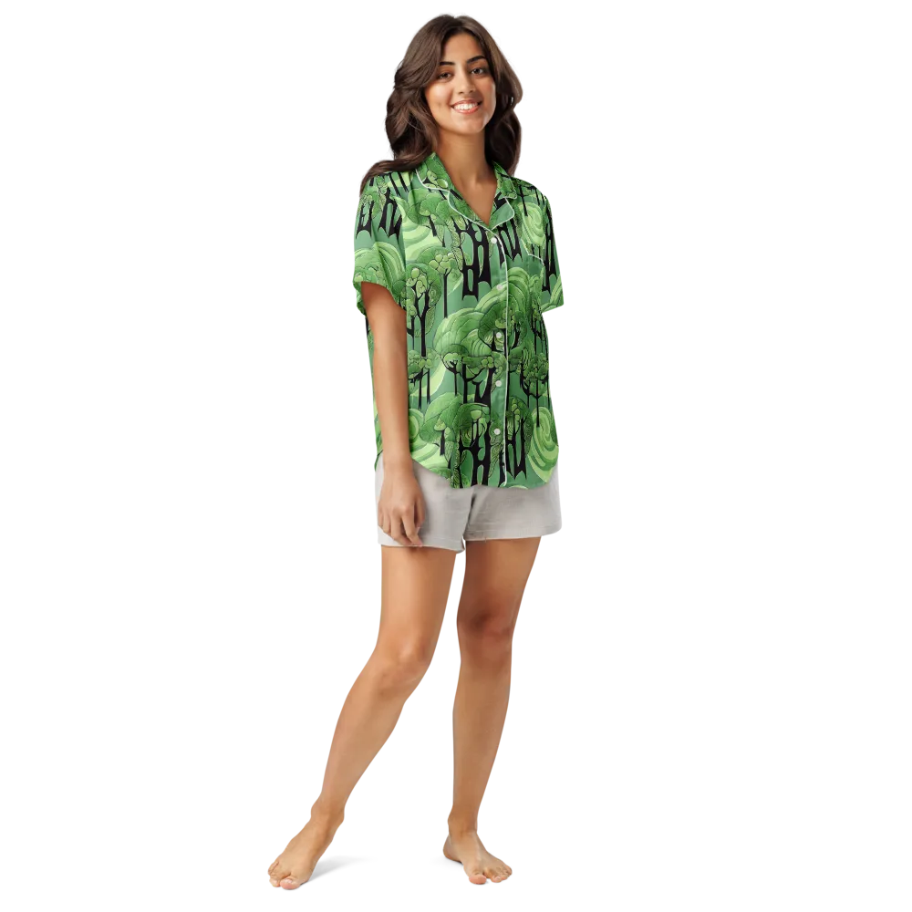 Mosswood Echo on Women's Short Sleeve Pajama Top — Front