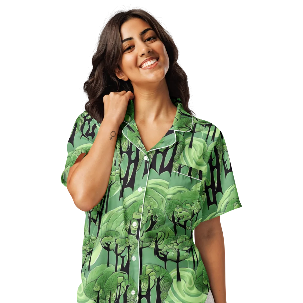 Mosswood Echo on Women's Short Sleeve Pajama Top — Front