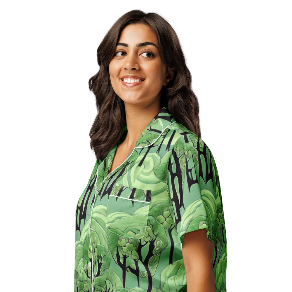 Mosswood Echo on Women's Short Sleeve Pajama Top — Left Front