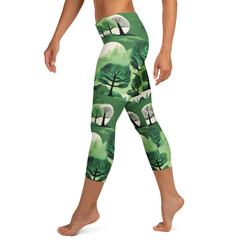 Verdant Tableau on Capri Leggings — Left
