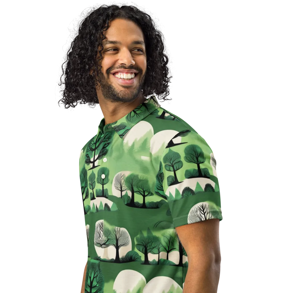 Verdant Tableau on Men's Slim Fit Polo Shirt — Left Front
