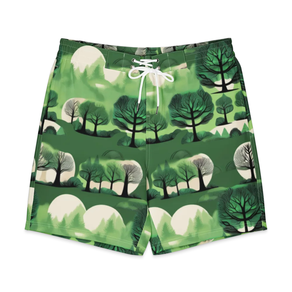 Verdant Tableau on Men's Board Shorts — Front