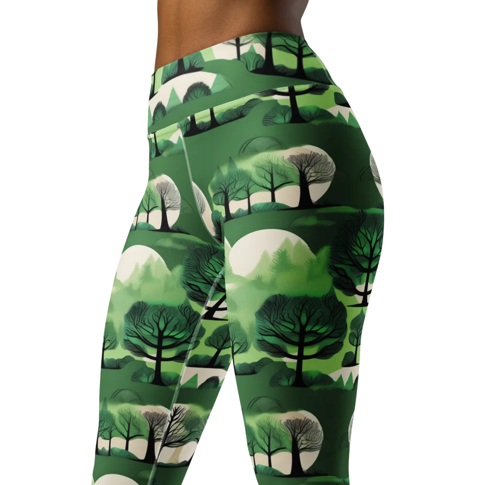 Verdant Tableau on Yoga Leggings — Left Front