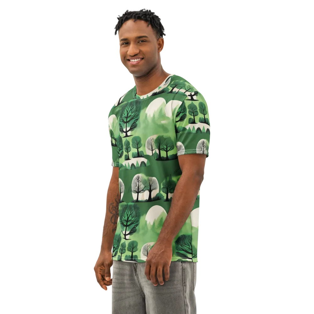 Verdant Tableau on Men's Cotton Crew Neck T-Shirt — Left Front