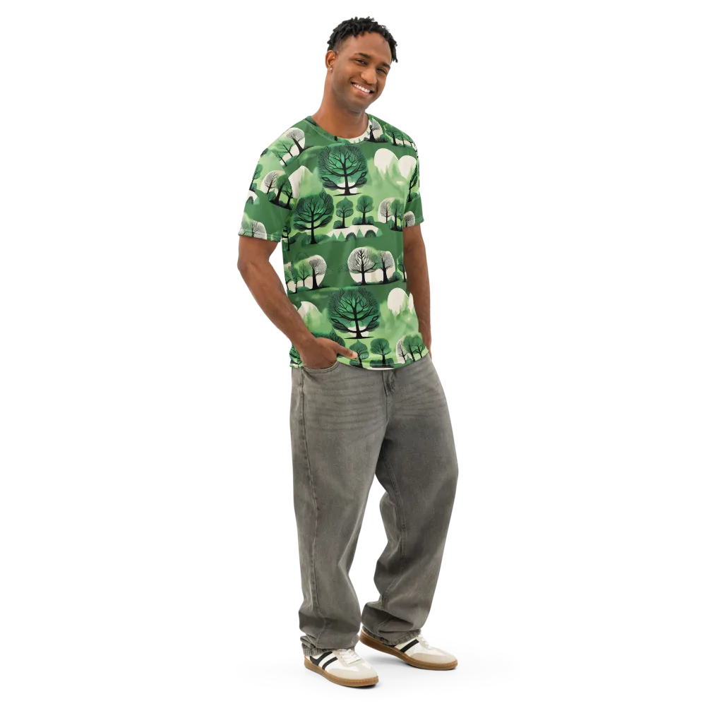 Verdant Tableau on Men's Cotton Crew Neck T-Shirt — Right Front
