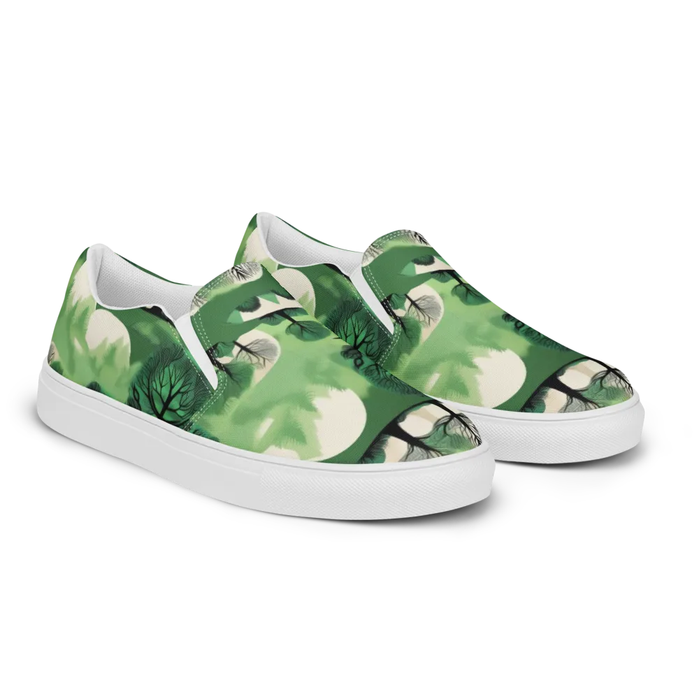 Verdant Tableau on Men's Slip-On Canvas Shoes — Right Front